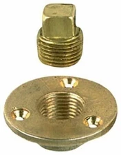 Perko Garboard Drain Plug Cast Bronze 2" Flange #8 Screw w/Brass Plug 0714DP1PLB
