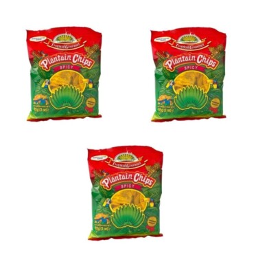 Bananenchips Dreierpack:  3 x 85g SPICY Plantain Chips aus Ecuador Banana Chips