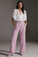 Anthropologie Pilcro 32 Tall Slouchy Chino Wide Leg Pants Pink Lilac 32T NWT