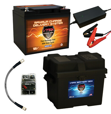 Trolling Motor Boat Marine Competition AGM Battery Fishing Kit w/ Charger