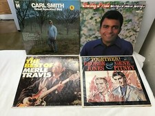 4 Vintage Vinyl LPs-Carl Smith-Charley Pride-Merle Travis-George Jones-Gene Pitn