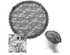Round Lace Prayer Chapel Veil Cap Black Lace with Plastic Case 9" Round