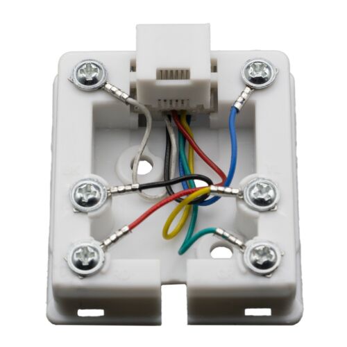 Phone Surface Mount Jack White RJ11 / RJ12 Data / Voice 6P6C 300-66FF-WH - Picture 3 of 3