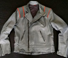RETRO " KETT " LEATHER MOTORCYCLE JACKET - M - VINTAGE 80s CAFE RACER BIKER
