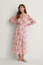 Na-kd Rose Print Wrap Dress