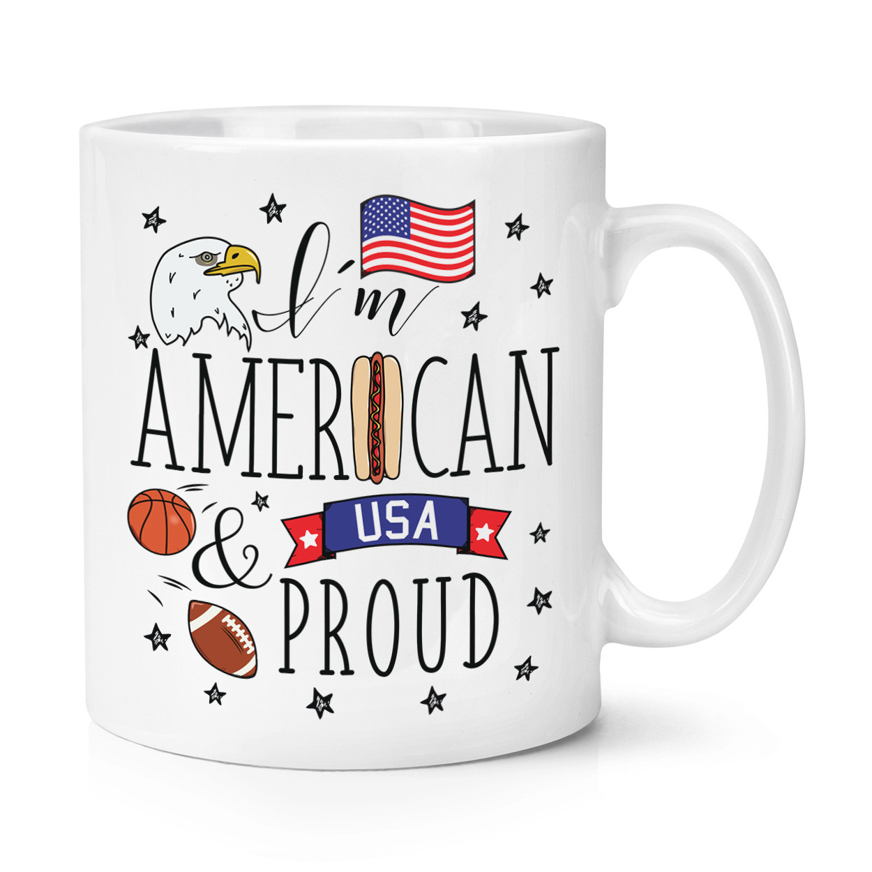 I'm American And Proud 10oz Mug Cup - USA Flag America