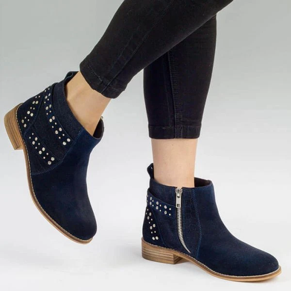 Womens navy suede store ankle boots