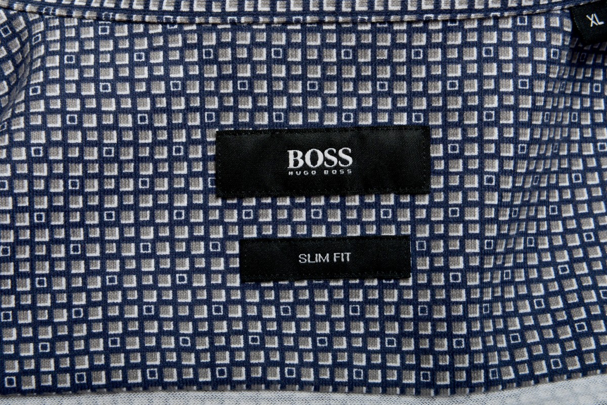 Chemise Homme Hugo Boss 'Ridley F' Coupe Slim - Bleu/Gris - Taille US XL (IT 54) - NEUVE