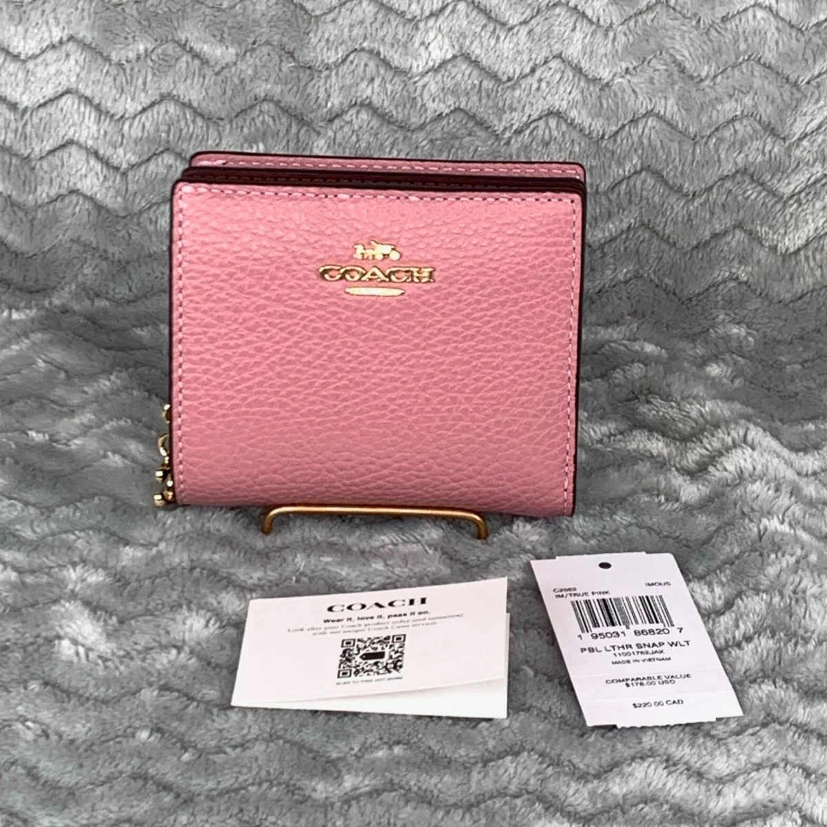 NWT Coach True Pink Pebble Leather Snap Wallet C2862 | eBay