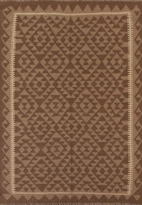 Geometric Kilim Rugs Rectangle Flatweave Pile Wool Kelim Carpets 5x7 ft