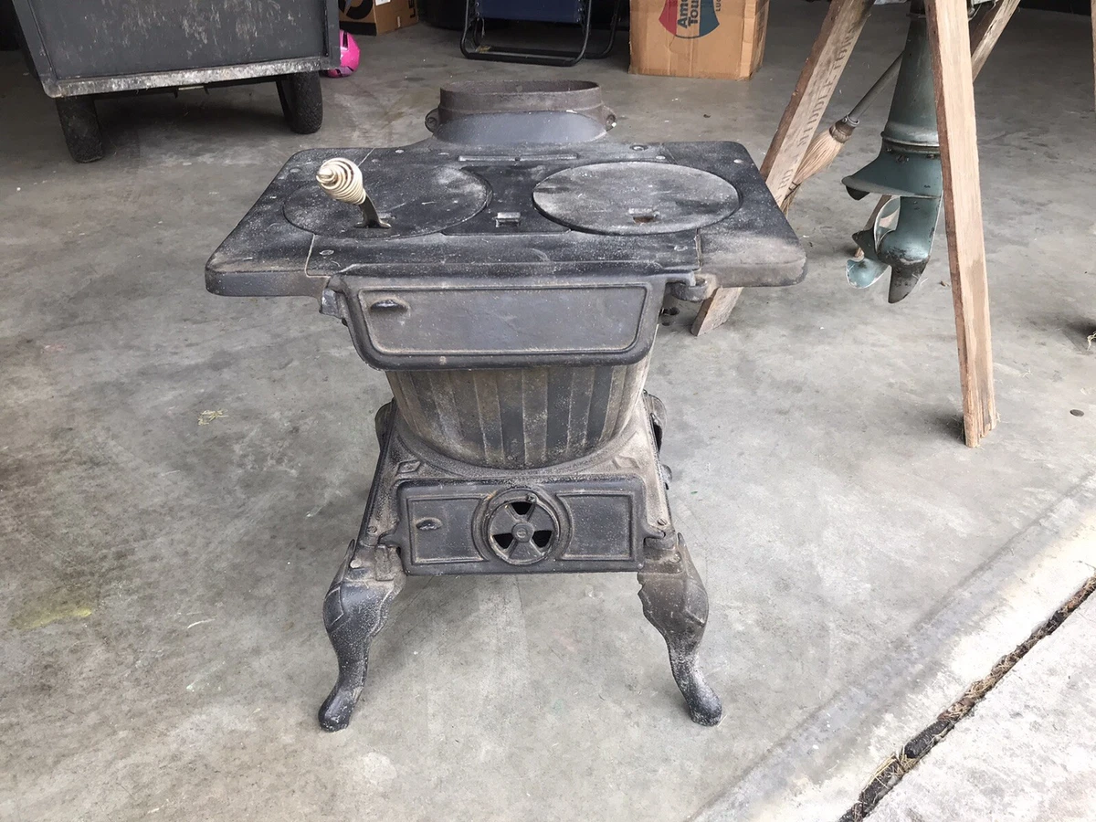 Vintage Cast Iron Two Burner Coal/Wood Stove 20u0026#034; Tall 21u0026#034; Depth  20 u0026#034; Wide | eBay