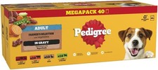 40 x 100g Pedigree Adult Wet Dog Food Pouches Mixed Selection in Gravy UK 4.25 per kilo
