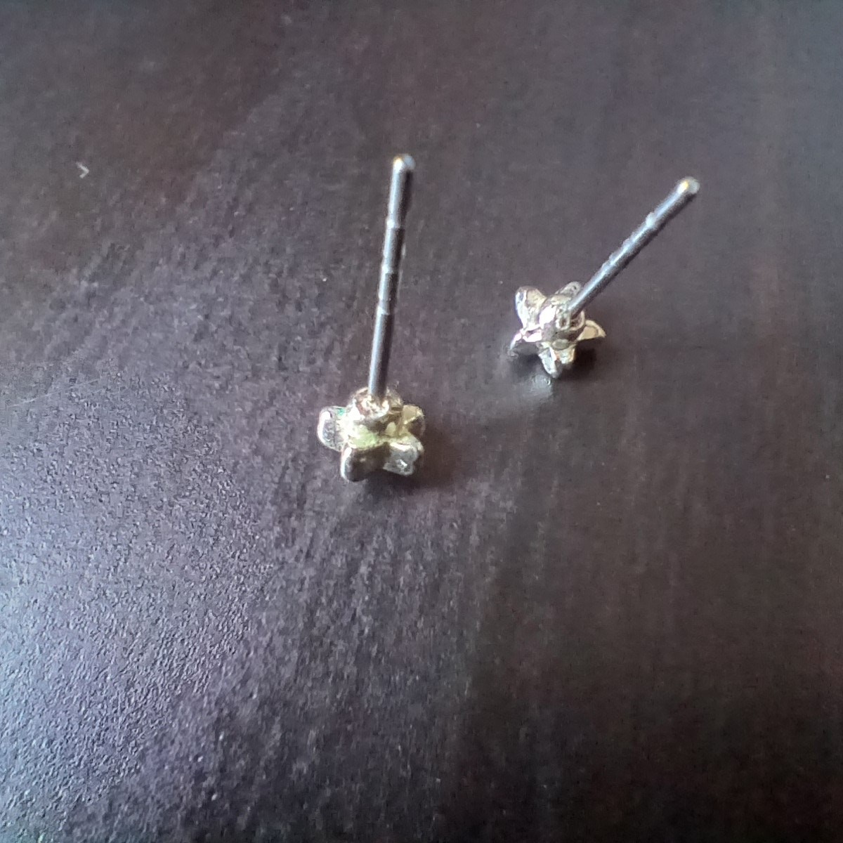 Tiny Silver Star Aqua Blue Gem Stud Earrings 1/8 … - image 8