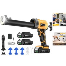 Compact Cordless Caulking Gun with 9 Tools, Adjustable Speed & Bright LED Light