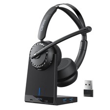 Wireless Headset, Wireless Headset with Mic for Work, AI Noise Cancelling, 65...