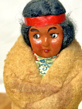 Vintage 1930s-40s Skookum Bully Good Native American Indian Doll 7"