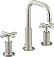 Kohler K-14406-3-BN Purist 1.2 GPM Widespread Bathroom Faucet Drain, Brushed Nic