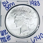 1923 BU UNCIRCULATED SILVER PEACE DOLLAR AUTHENTIC U.S. MINT FREE SHIPPING 6740