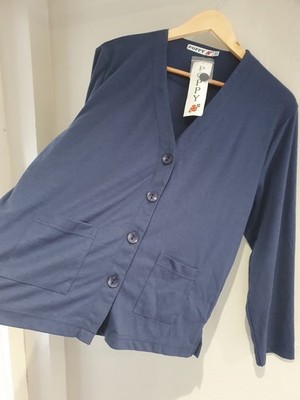 NEU STILVOLLE MOHNBLAUE KNOPFLEISTE CARDIGAN ÜBERGRÖSSE 18 STRETCH BAUMWOLLMISCHUNG