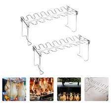 2Pcs Stainless Steel Chicken Wing Roaster Rack For BBQ Camping Trips