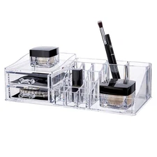 NEW! OnDisplay DELUXE MAKEUP/JEWELRY ORGANIZER-ACRYLIC TRAY w/DRAWERS FOR MAKEUP