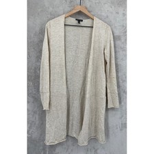 Eileen Fisher Sweater Small Beige Alpaca Merino Wool Tencel Long Open Cardigan