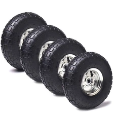 4 Pack 10" Heavy-Duty Replacement Tire & Wheel -4.10/3.50-4" with 10" Inner Tube