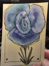 ACEO Art Card Original Hand-painted Watercolor Painting, Floral