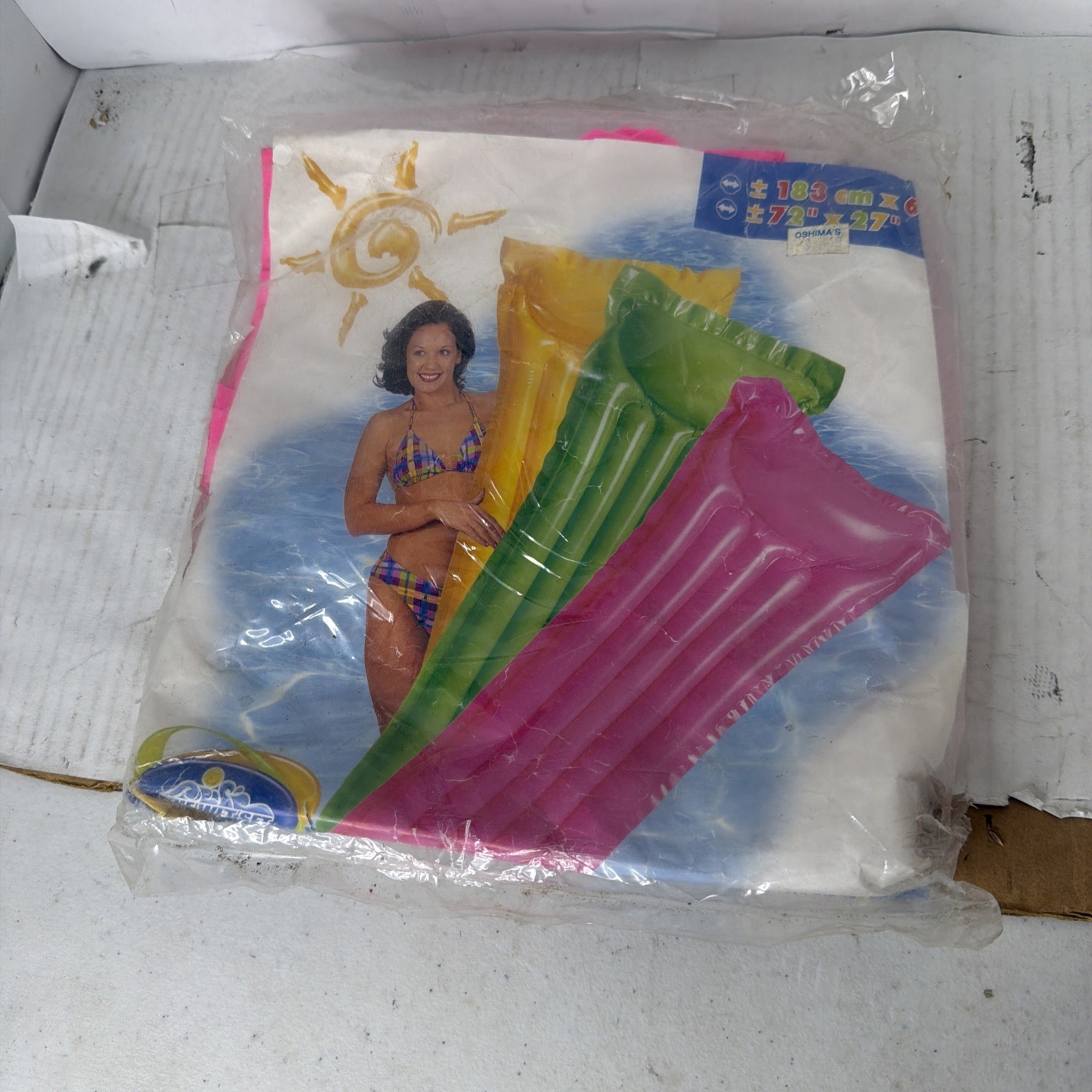 Balsa vintage 2005 Intex lona playa surf natación salón rosa 27"x 72" rara nueva