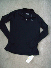 NWT Under Armour Women's Semi-Fitted Heat Gear Long Sleeve 1/4 Zip Sz Med Black