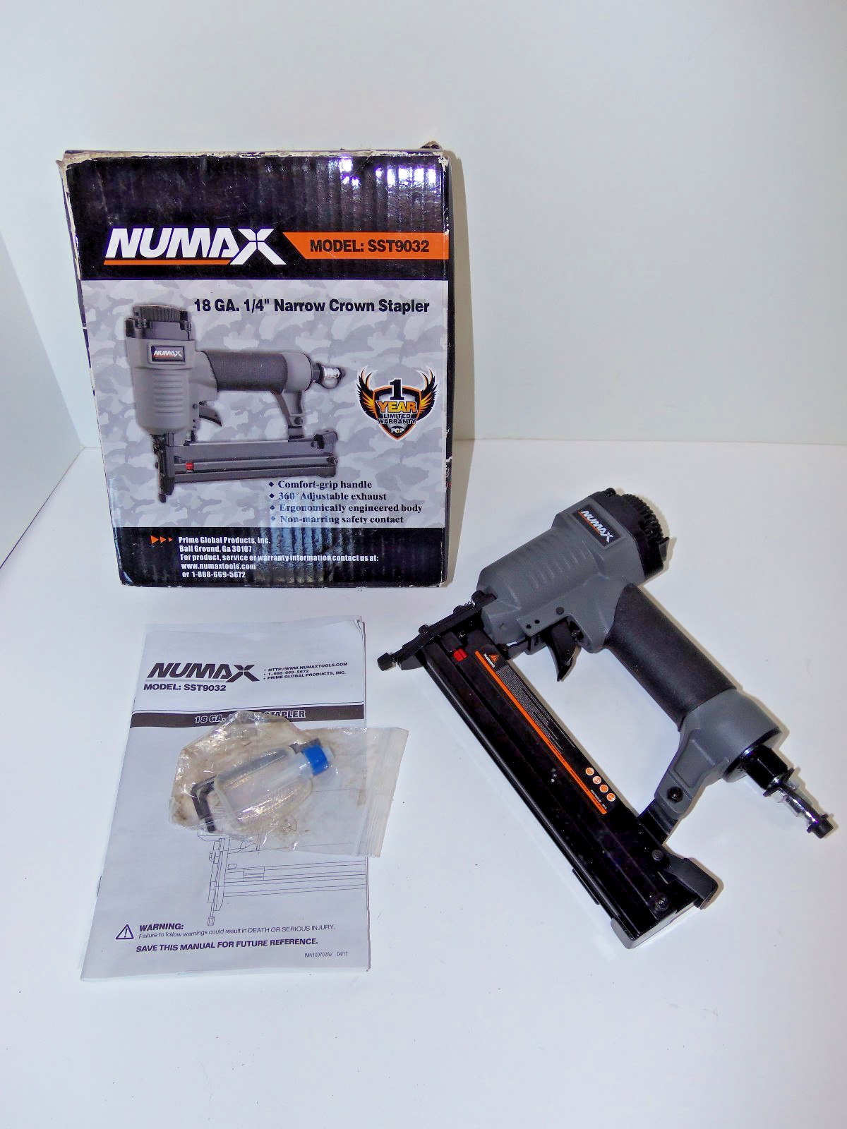 Numax Pneumatic 18ga 1/4" Narrow Crown Stapler Nailer Model 
