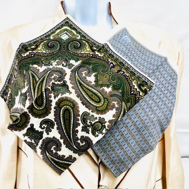 (3) MEN HANDKERCHIEF DUNHILL -CALVIN KLEIN COTTON POCKET SQUARE 18” Gray(Select - Image 4 of 4