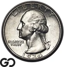 1934-D Washington Quarter *Key Date, Low Mintage* AU+