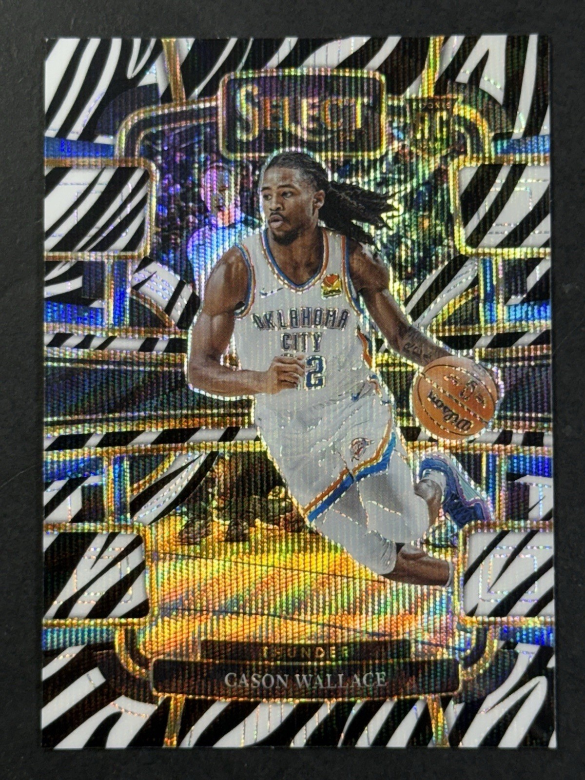 Cason Wallace 2023 Panini Select RC Zebra Prizm SSP #88 Concourse Thunder Rookie