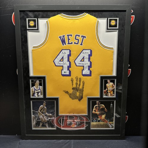 Jerry West Autographed Los Angeles Lakers Framed Handprint Jersey Steiner CX - Picture 1 of 6