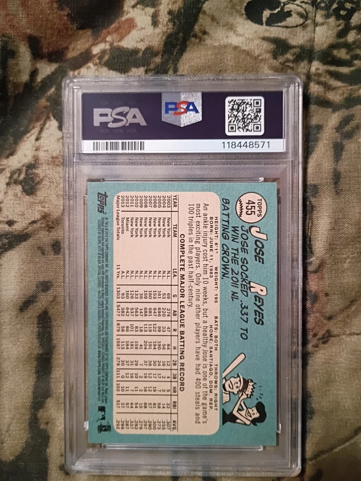 2014 Topps Heritage #455 Jose Reyes Team Logo 💥 PSA 10 Gem Mint Low Pop SP 💥 - Image 2 of 3