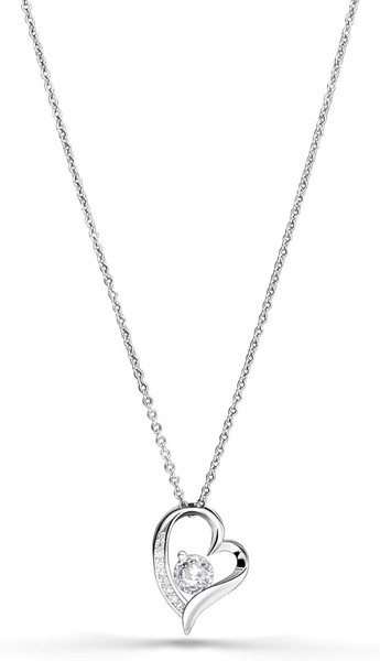 Herz Mit Stein Halskette Damen 925 Sterling Silber Zirkonia AnhäNger-image