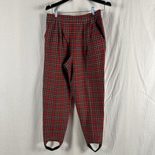 Karen Scott Vintage 90s Red Tartan Plaid Stirrup Pants Holiday Womens 12