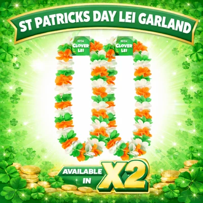 2 X Lei Hula Fleur De Guirlande D'Irlande Collier De La Saint-Patrick Costumes - Photo 1/4