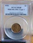 1936 DDO Type 1 Double Doubled Die Obverse Lincoln Cent PCGS  XF40