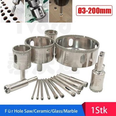 Diamantbohrer Ø3-200mm Bohrkrone Lochsäge Dosenbohrer Glas Keramik Fliesenbohrer - Bild 1 von 4