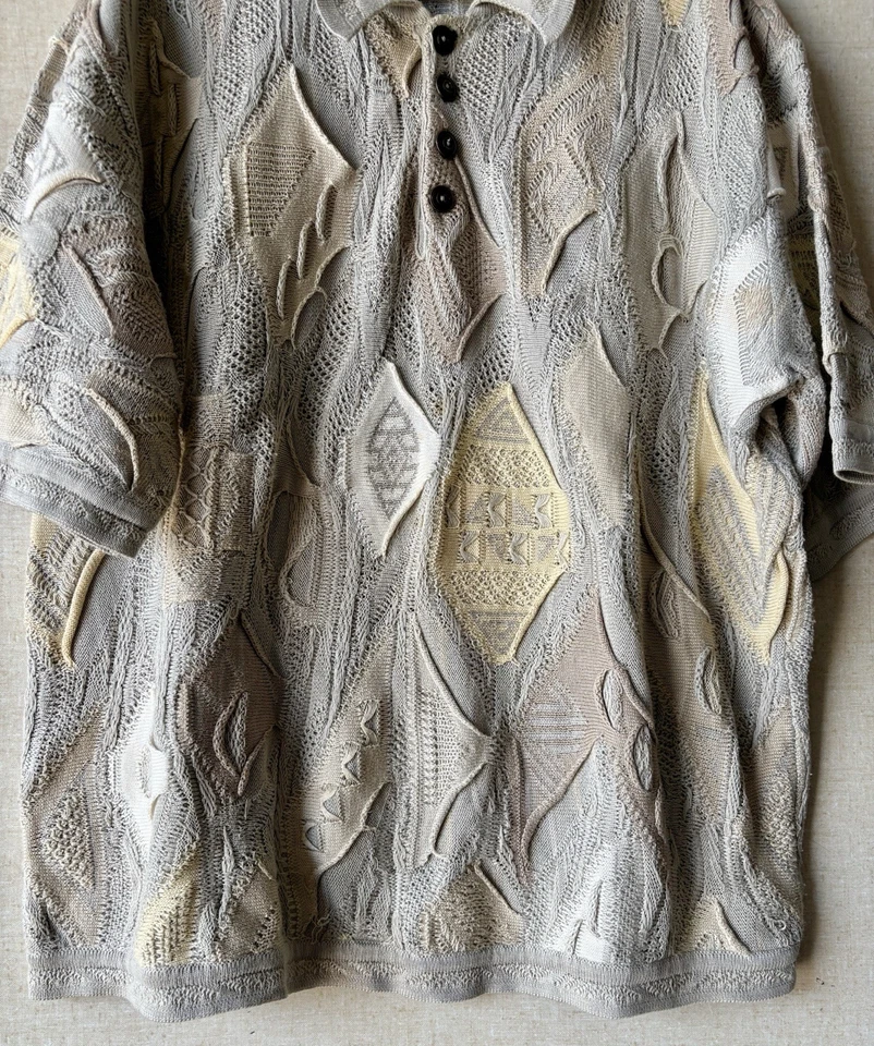 Vtg Coogi Short Sleeve Collared Cotton Knit Biggie Hip Hop Sweater Sz XL - Image 4 of 4