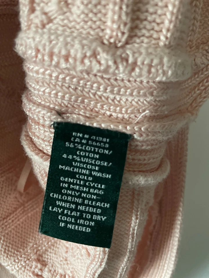 Suéter Lauren Ralph Lauren Feminino Bebê Rosa Malha Capuz Malha Tamanho Grande Tamanho 2X - Imagem 4 de 4