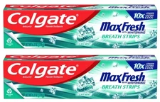 Lot Of 2-Colgate Max Fresh Toothpaste Whitening Breath Strips 6.3 oz EXP 10/2026