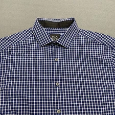 Jos. A. Bank Shirt Mens Medium Blue Check Tailored Fit Traveler TravelTech