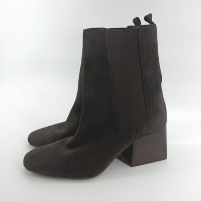 Blondo Selena Brown Waterproof Suede Chelsea Boots Square Toe Block Heel 10M