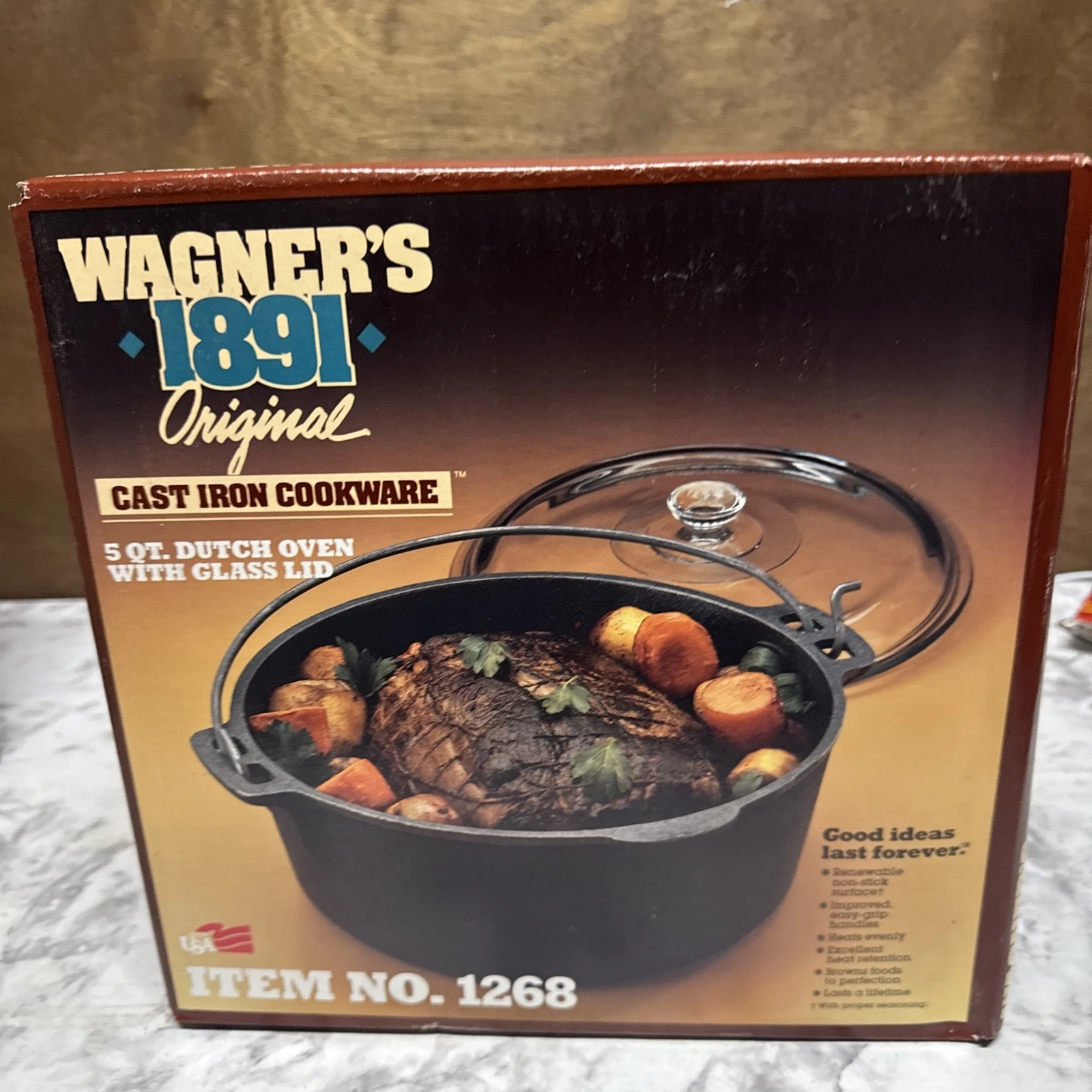 Vtg Wagner Cast Iron 5 Qt Dutch Oven 1268 With Pyrex Glass Lid New In Sealed Box
Opens in a new wind