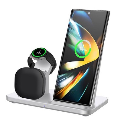 3in1 15W Fast Wireless Charger Dock Station For Samsung S25 S24 Galaxy Watch 8 7