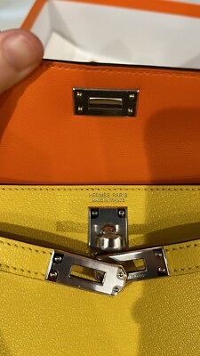 Hermès Jaune De Naples Orange Verso Chevre Mysore Mini Sellier II