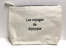 Diptyque LES VOYAGES DE DIPTYQUE Classic Canvas Lined Pouch w/zipper 10"x7"x2"